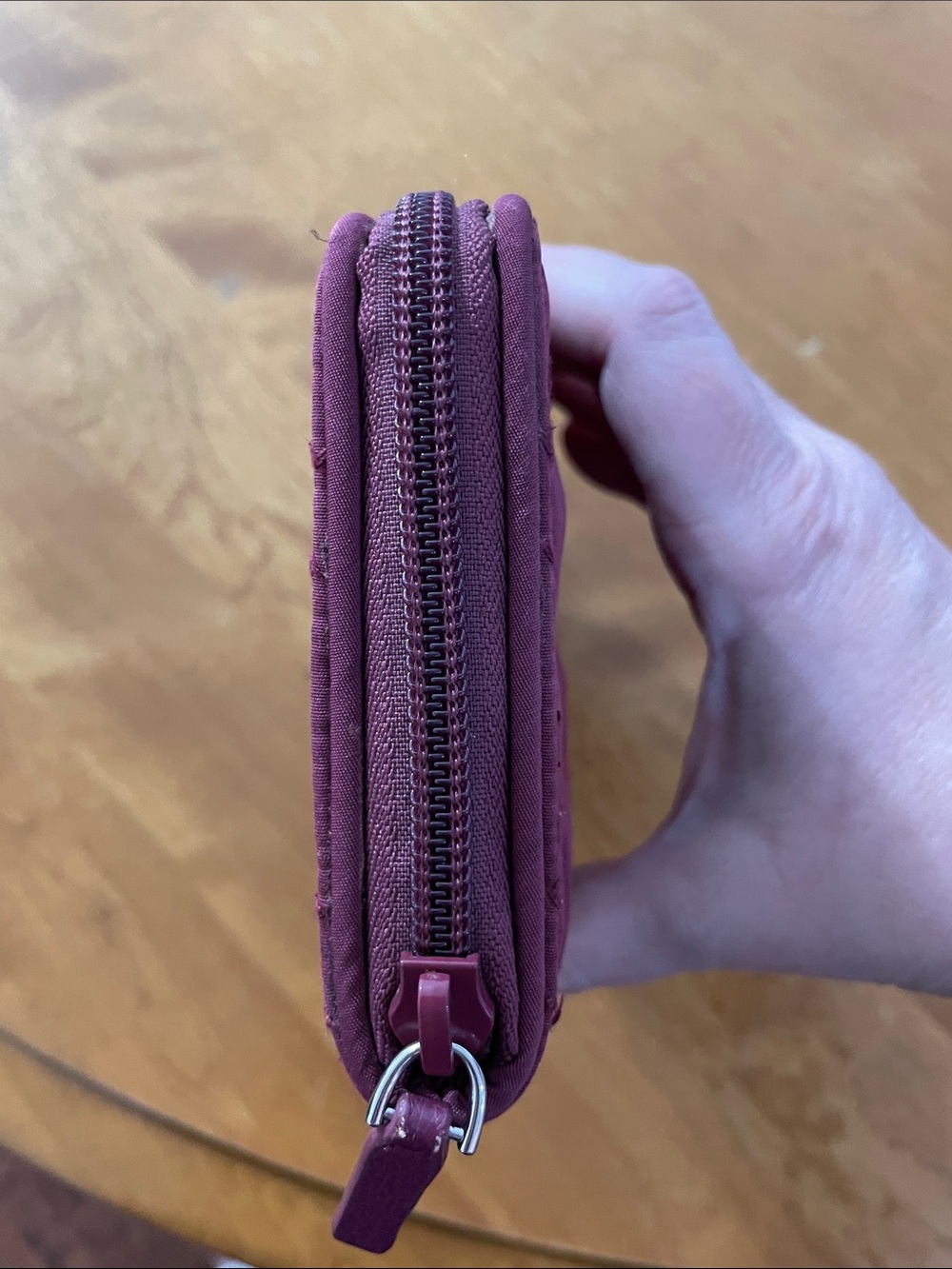 Vera Bradley Quilted RFID Zip Wallet in Maroon - Picture 5 of 11